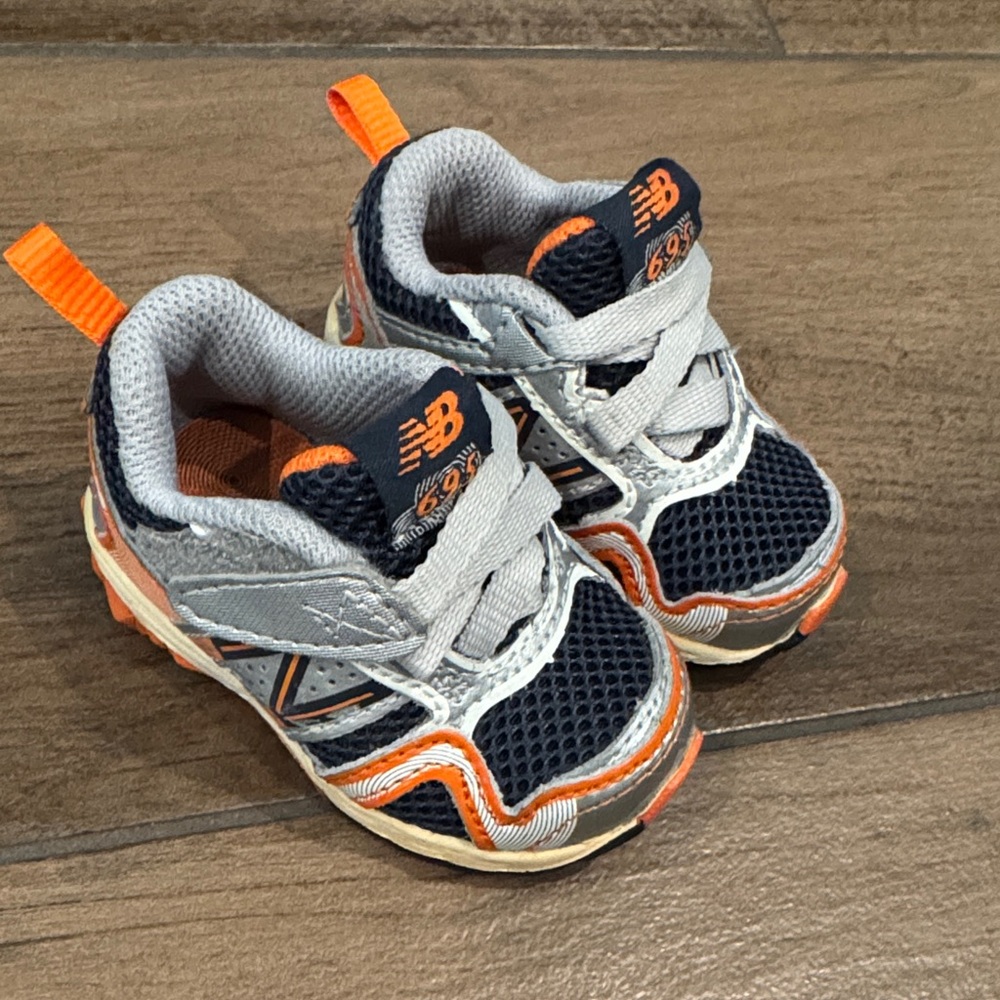 New Balance Kids' Sneakers in Navy and Orange Mesh